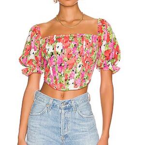 More to Come: Loraine Corset Top in Orange Floral NWOT